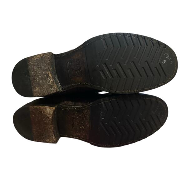 Women 8 Frye Veronica Flex Short Boots Walnut Brown Leather Pull-On Riding Moto - Picture 9 of 12